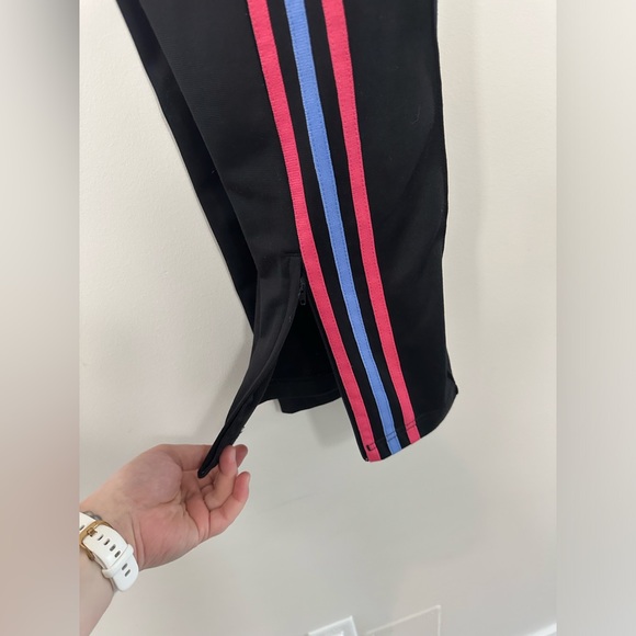 Adidas zip ankle trefoil EUC black pink blue track pants athletic sweatpants - Picture 7 of 12